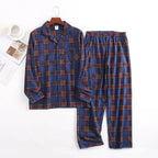 Herren-Hausanzüge Langärmelige Hosenanzüge für Herbst und Winter Pyjamas für Herren Flanell Kariertes Design Pyjamas für Herren