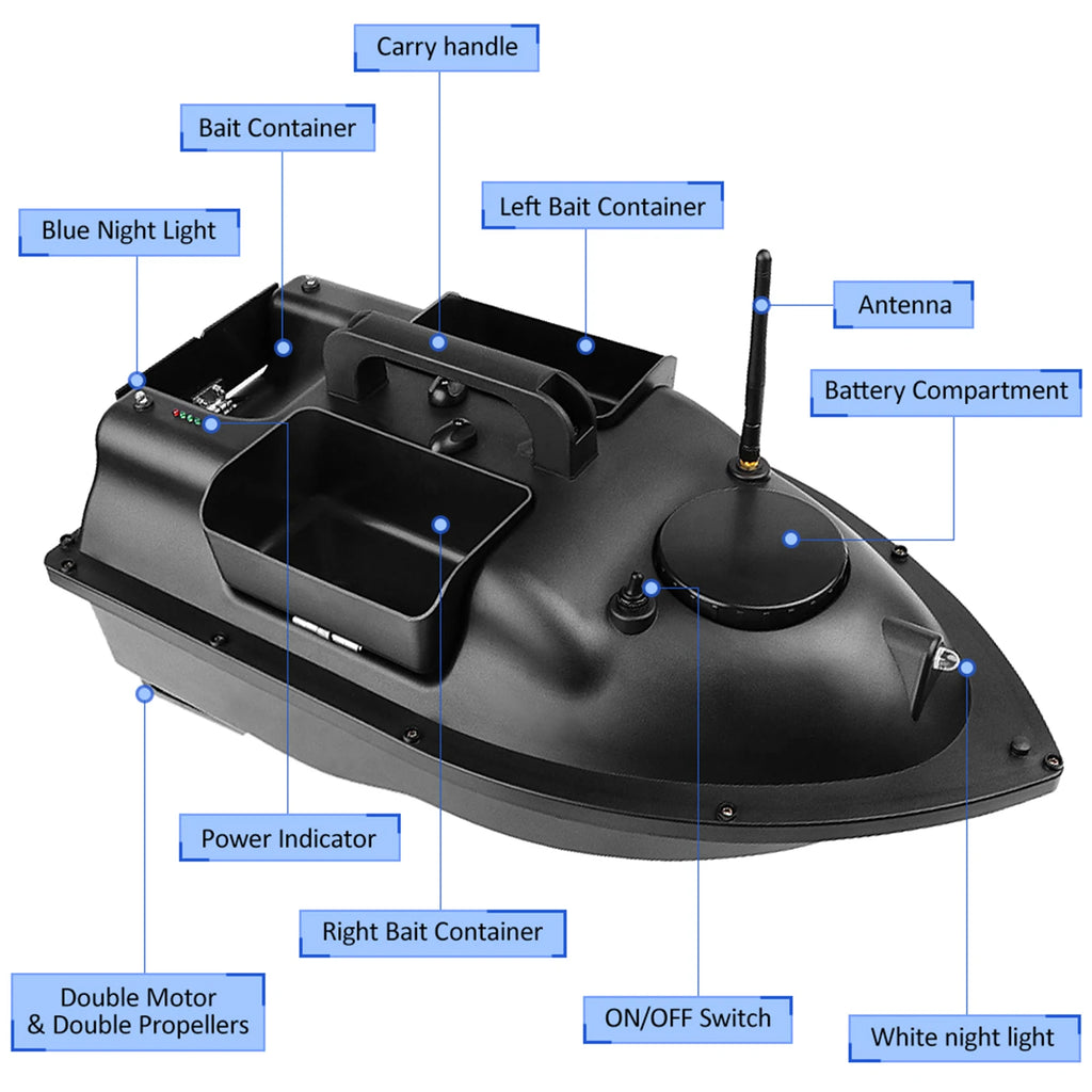 Modernes GPS-Futterboot mit 3 Köderbehältern, 12000mAh kabelloses Futterboot mit automatischer Rückkehrfunktion, verschiedene Stile