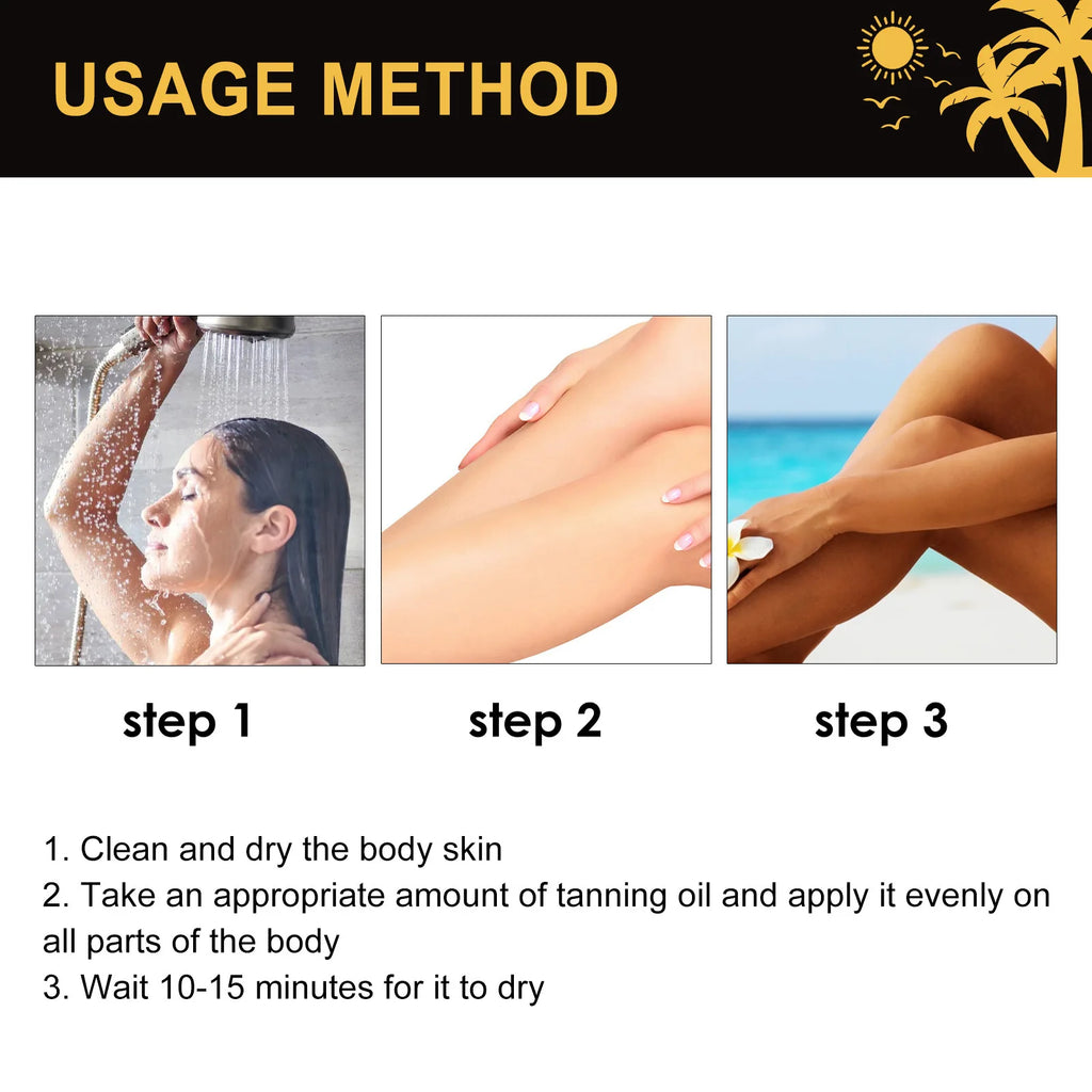 Tanning Oil Build Bronze Face Body Tone Enhance Post Sun Bronzing Solarium Lock Moisturizing Softness Darker Solar Tanning Oil
