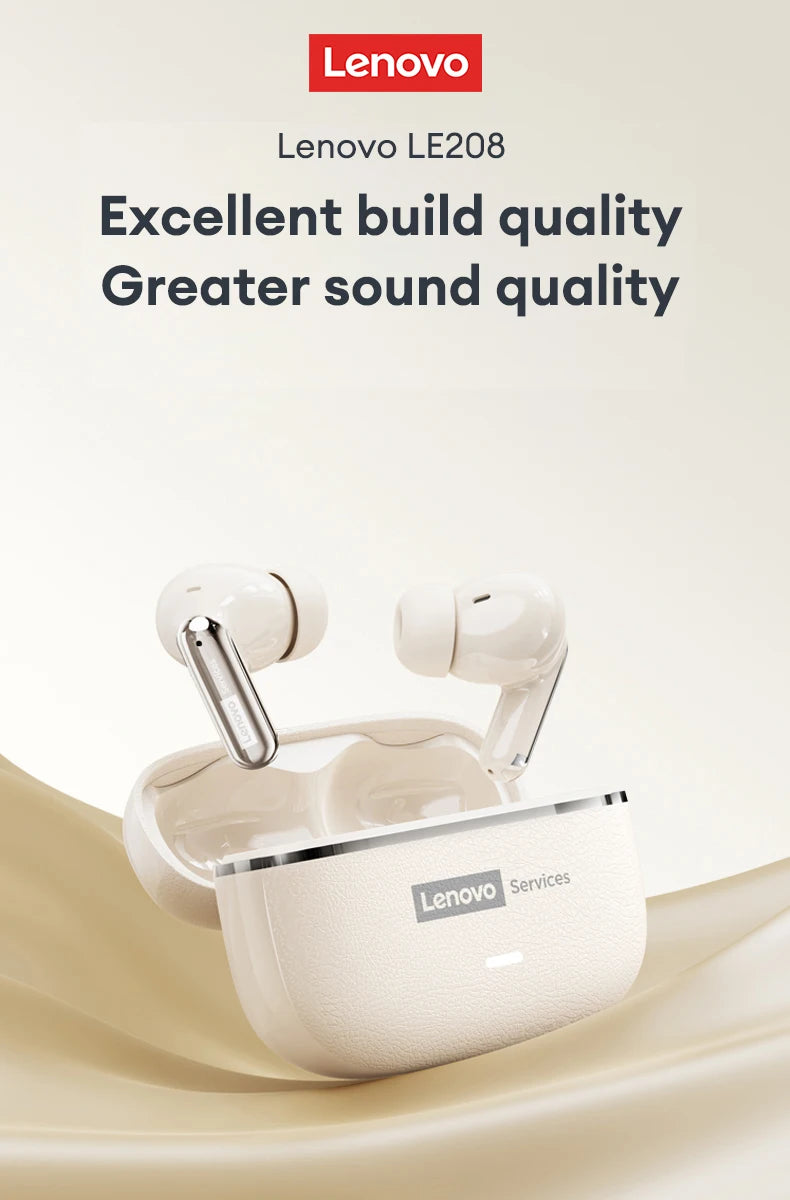 Choice Lenovo LE208 Kabellose Lederkopfhörer Bluetooth 6.0 ENC Kopfhörer Rauschunterdrückung Headset Geringe Latenz Gaming-Headset