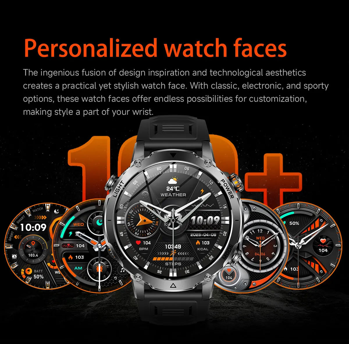 2026 Neue TANK Ultra 1400mAh Akku Militär Smartwatch 10ATM Wasserdicht Herzfrequenz Taktische LED Taschenlampe Herren Sportarmband