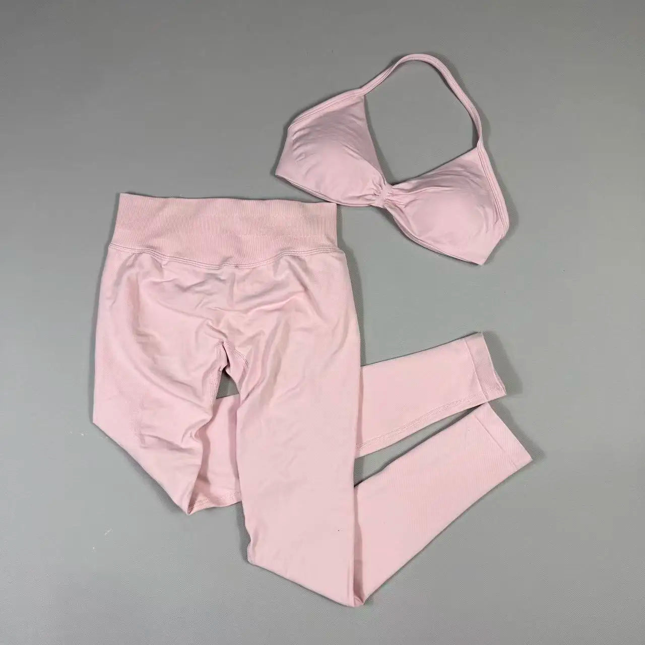 UETEEY Set für Damen, Trägerloser Yoga-BH, Sport-Top, Workout-Leggings-Set, Nahtloses Fitnessstudio-Set, Fitnesskleidung, Outfit, Activewear