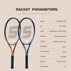 RaceRun-MAX Carbon-Verbund Tennisschläger, 295±10g Leichtgewicht, 325mm Balance, einteiliger stabiler Rahmen, 50-60lbs, für Fortgeschrittene