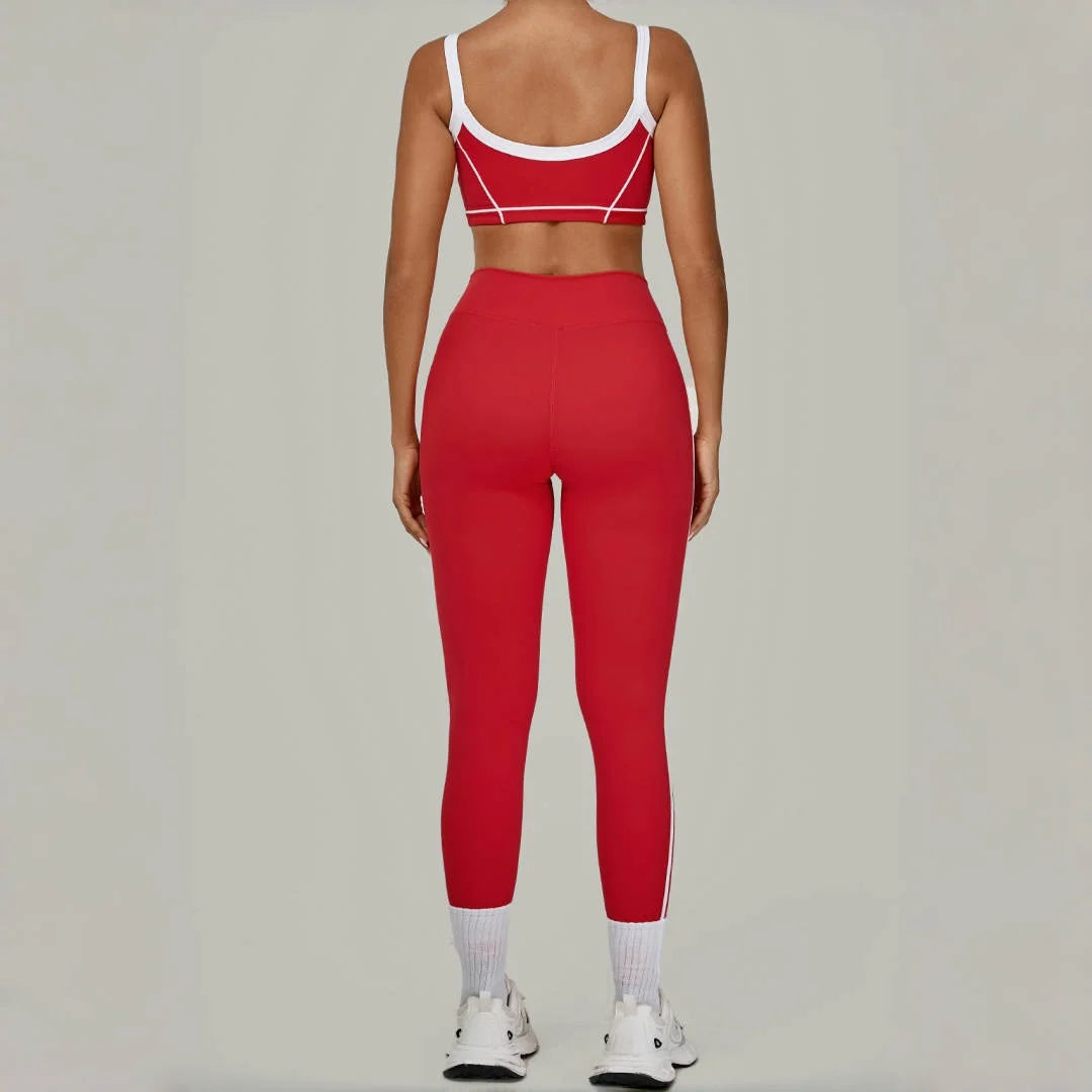 2PCS Damen Yoga-Set Hohe Taille Peach Hip Herausnehmbare Polsterung Sport-BH Hose Fitnessanzug Laufen Workout Gym Leggings Yoga-Set