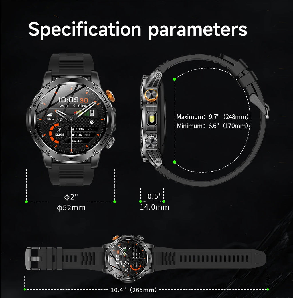 LIGE New Smart Watch Men 1000mAh Large Capacity Battery Outdoor Flashlight Bluetooth Call Waterproof Sport Fitness Smartwatch