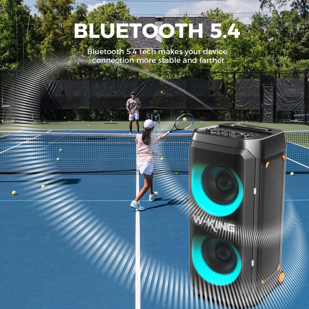 W-KING T12 Portable Bluetooth Speaker Box with 370W MAX Pro Sound, Light Show, CSB, Bass Boost, Wheels and Telescopic Handle