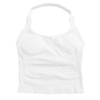 Gym Top Women Clothes Strappy Workout Tank Top Padded Sports Bra Backless Yoga Shirts Seamless Gym Crop Top Halter Fitness Vest