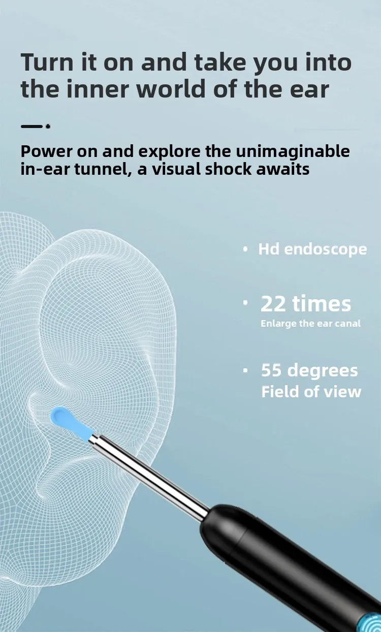 Visueller Ohrenschmalzentferner mit Kamera Sicherer Ohrenschmalz-Entfernungs-Endoskop mit 5M-Kamera Leuchtendes Otoskop Ohrenreinigungs-Tools Ohrenpflege