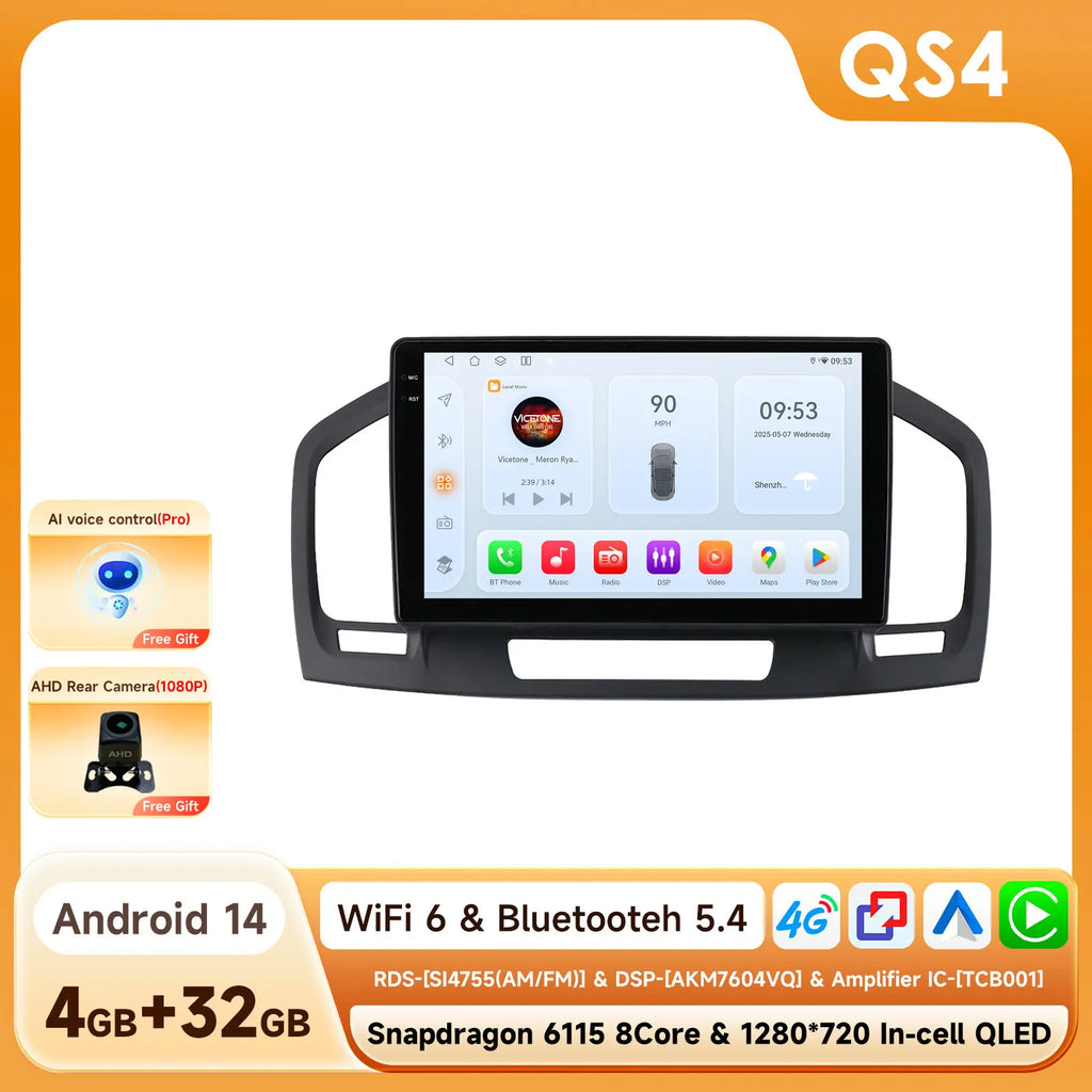 9 Zoll 7862 QLED-Bildschirm 2-Din Android Autoradio Multimedia Video-Player für Buick Regal 1 Opel Insignia GPS Navi Carplay 4G RDS BT