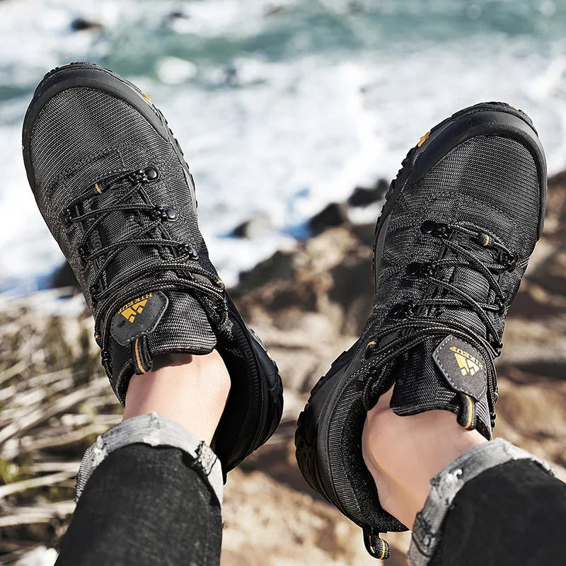 HIKEUP Rutschfeste Herren Wanderschuhe Atmungsaktive Outdoor Abriebfeste Spritzwassergeschützte Kletterschuhe Herren Sneaker Tourismus Bergschuhe