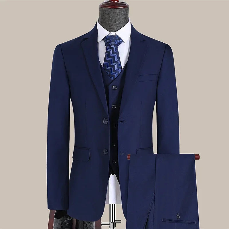 S-7XL Anzug Neu (Sakko + Weste + Hose) Koreanische Version der Slim-Fit-Arbeitskleidung Mode Business Herren Freizeit Hochzeits Gentleman-Anzug