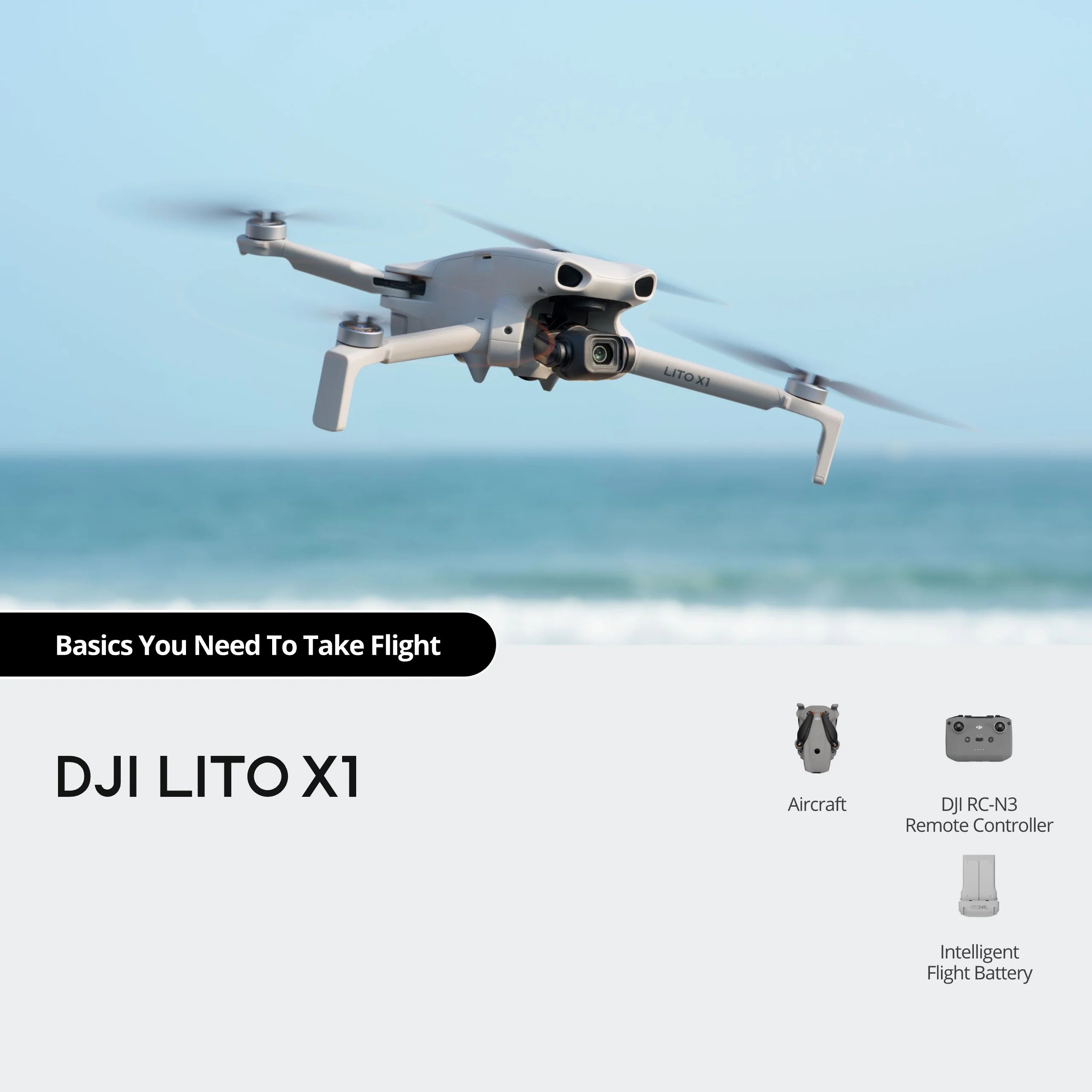 DJI Lito X1 faltbare, leichte 4K Drohne mit Hinderniserkennung ActiveTrack 1/1.3 Zoll Sensor 15km Übertragung für Anfänger C0