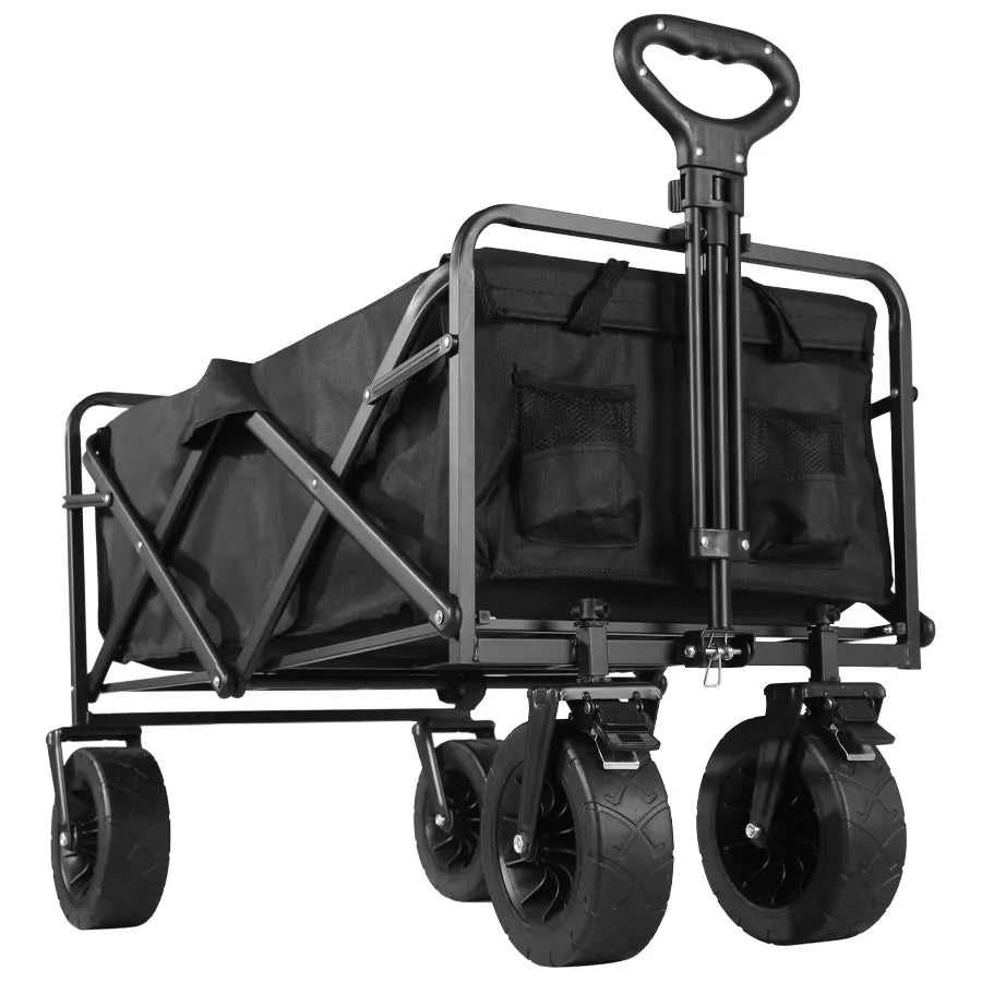 Bollerwagen mit großer Tragfähigkeit, faltbarer Bollerwagen für Garten und Strand, Campingausrüstung mit Getränkehaltern