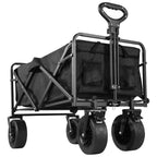 Bollerwagen mit großer Tragfähigkeit, faltbarer Bollerwagen für Garten und Strand, Campingausrüstung mit Getränkehaltern