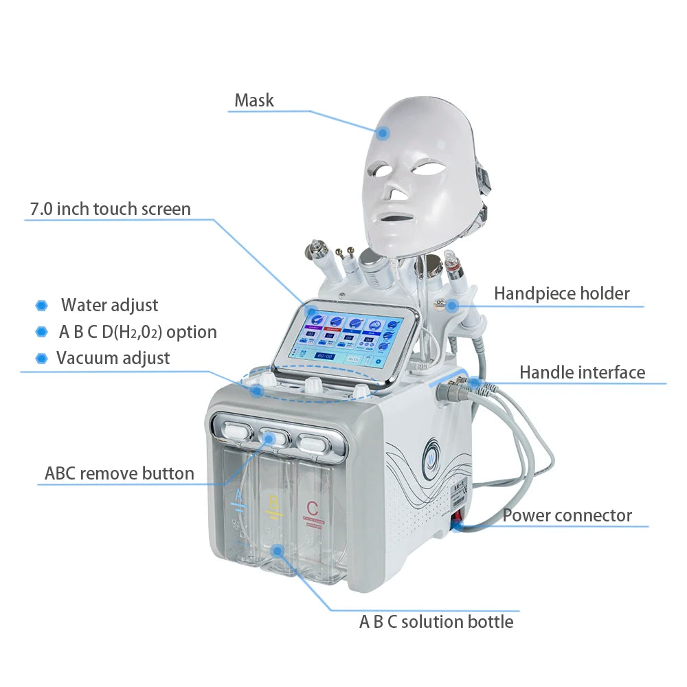 7-in-1 Dermabrasions-Peeling-Spa-Gesichtsmaschine Hautverjüngung Hydro-Dermabrasion Hydro-Aqua-Gesichtstiefenreinigung Hautpflegegerät