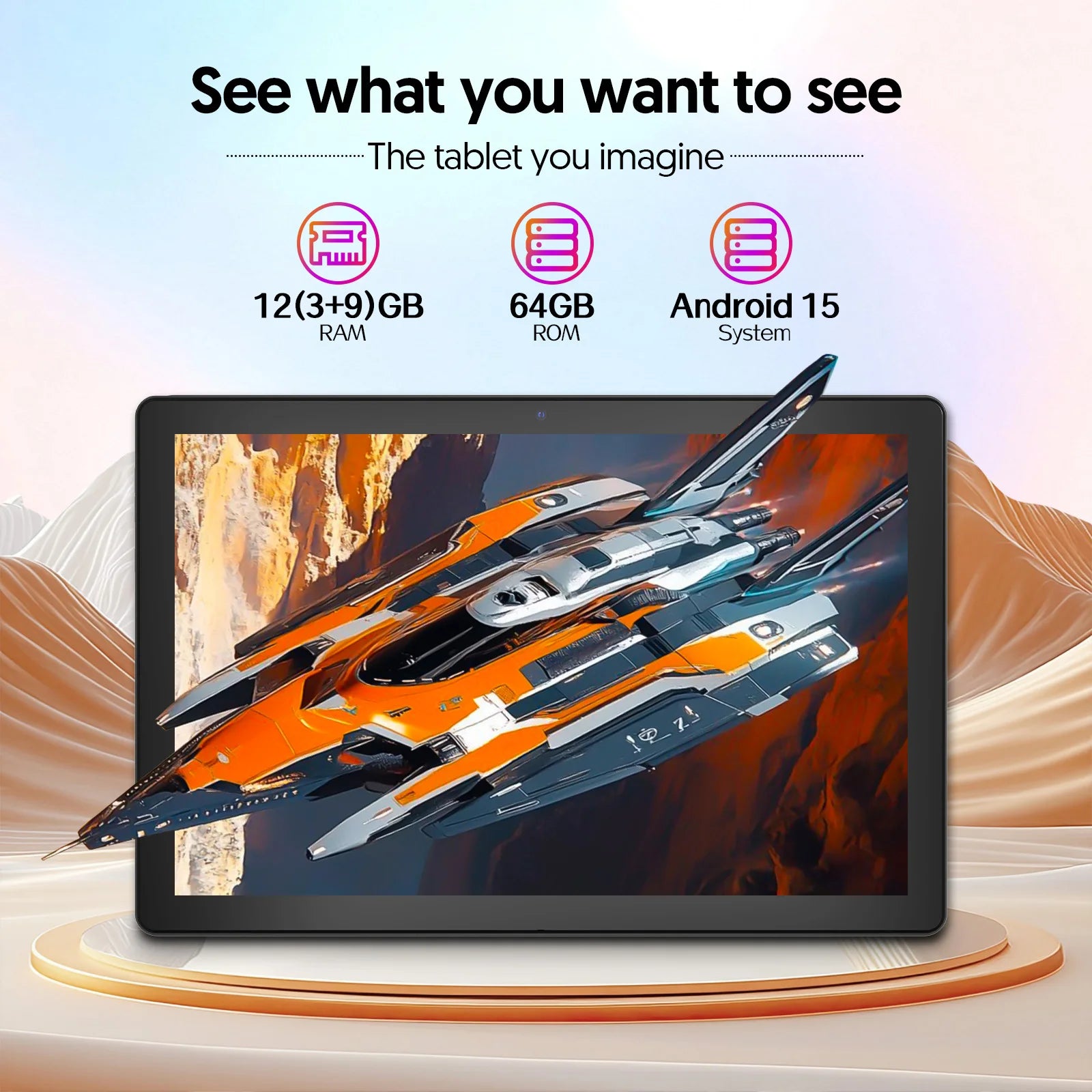 Neueste globale Version Android 15 Tablet, 10-Zoll-Tablet, Quad-Core-Prozessor, 1280*800 Auflösung, 12 (3+9) GB RAM, 64 GB Speicher