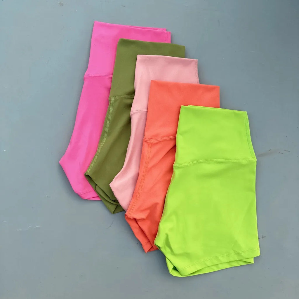 Sexy einfarbige Damen-Fitness-Sportshorts, hohe Taille, athletische Yoga-Shorts, Bein-Radfahren, umfassendes Training, Jogging, Squat-Proof