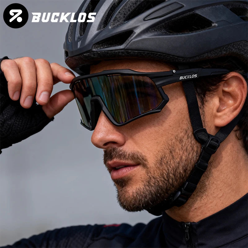 BUCKLOS Polarisierte Fahrradbrille UV400 Rennrad-Mountainbike-Brille TR-90 Rahmen Winddichte Outdoor-Sportbrille Fahrradteile