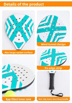 Padel-Tennisschläger Strandtennisschläger Carbonfaser Leichte Tennisschläger Outdoor-Sport Herren- und Damen-Leuchtschläger