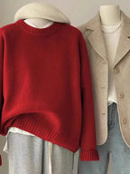 Weicher, wachsartiger Rundhals-Pullover aus 100 % reinem Kaschmir für Damen, lockerer Pullover, Herbst- und Winter-Kurzpullover