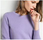 Damen Slim O-Neck Pullover Kaschmir-Wollmischung Pullover Herbst Und Winter Langarm Strick Unterhemd Große Größe 2024