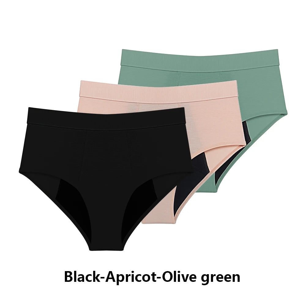 3 Stk./Set Menstruationshöschen Damen sehr starke Blutung Menstruationsunterwäsche High Waist Auslaufsicher Period Panties für Mädchen Set