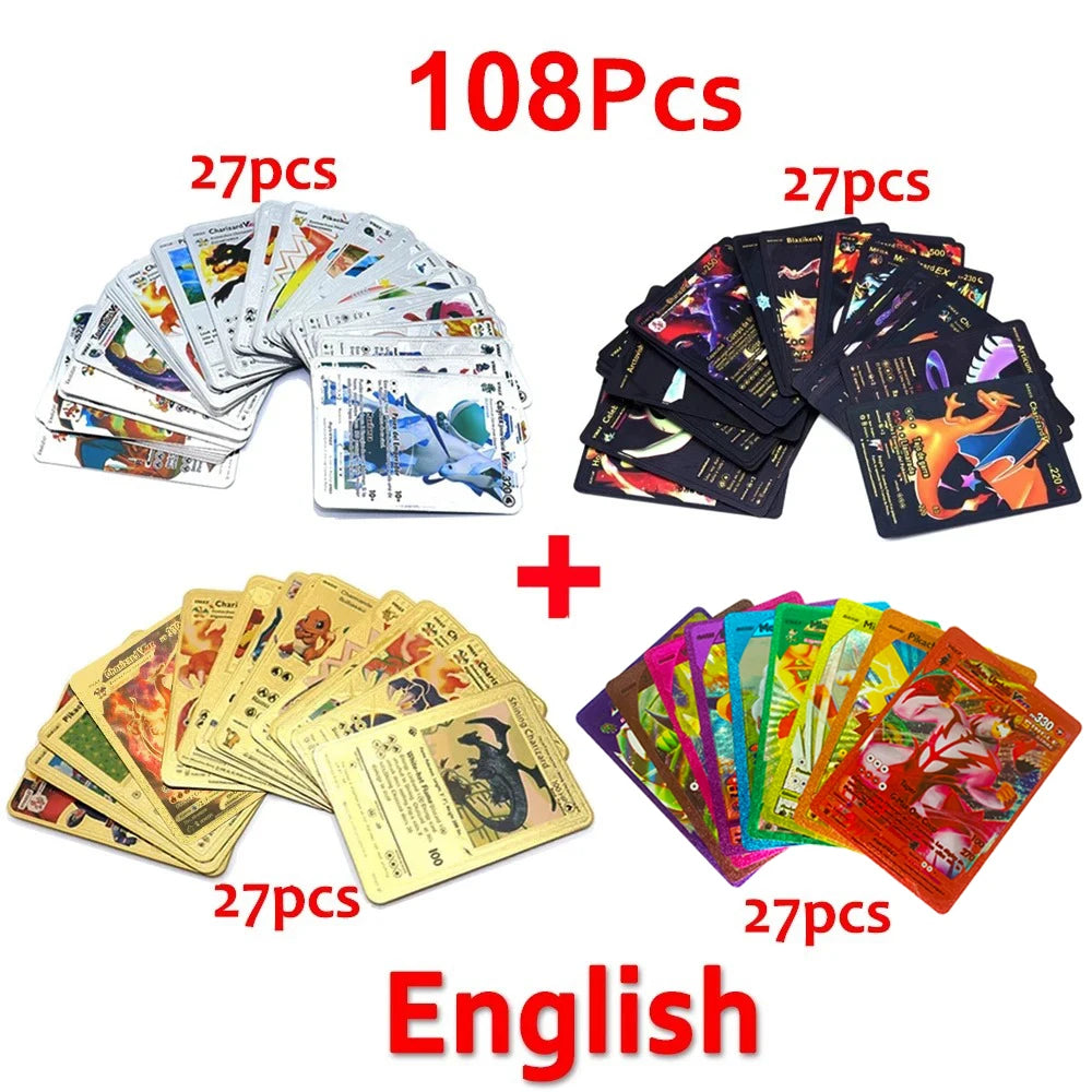30-165 Stück Gold Pokemon Bunte Kartenset Schwarz Vmax Vstar Silber GX Box Pikachu Carta Glurak Deutsch Französisch Spanisch Spielkarten