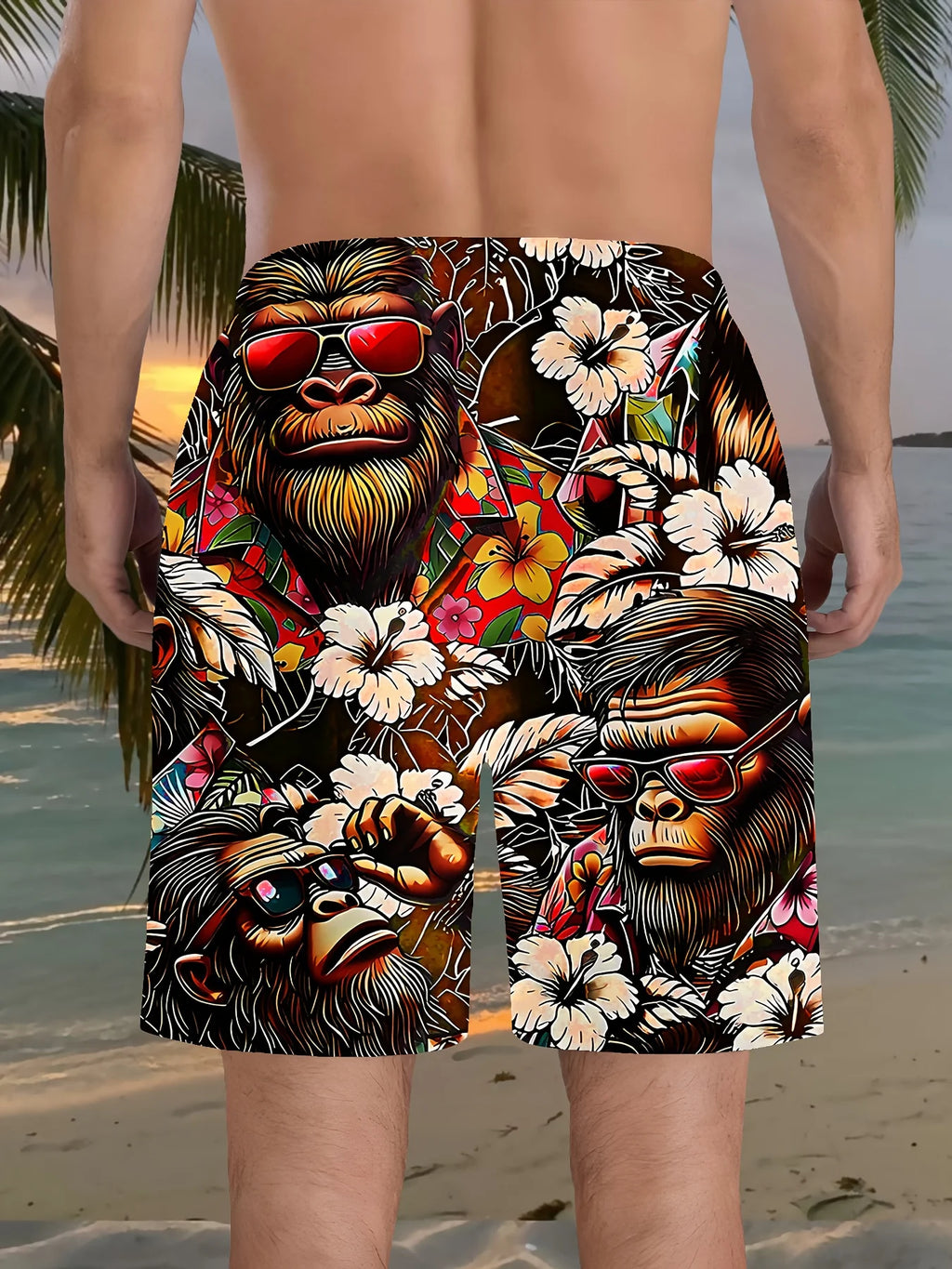 3D-Gorilla-Druckdesign Mode Sexy Wasserdicht Schnelltrocknend Sport Herren Kinder Surfen Urlaub Freizeit Eltern-Kind Strandshorts