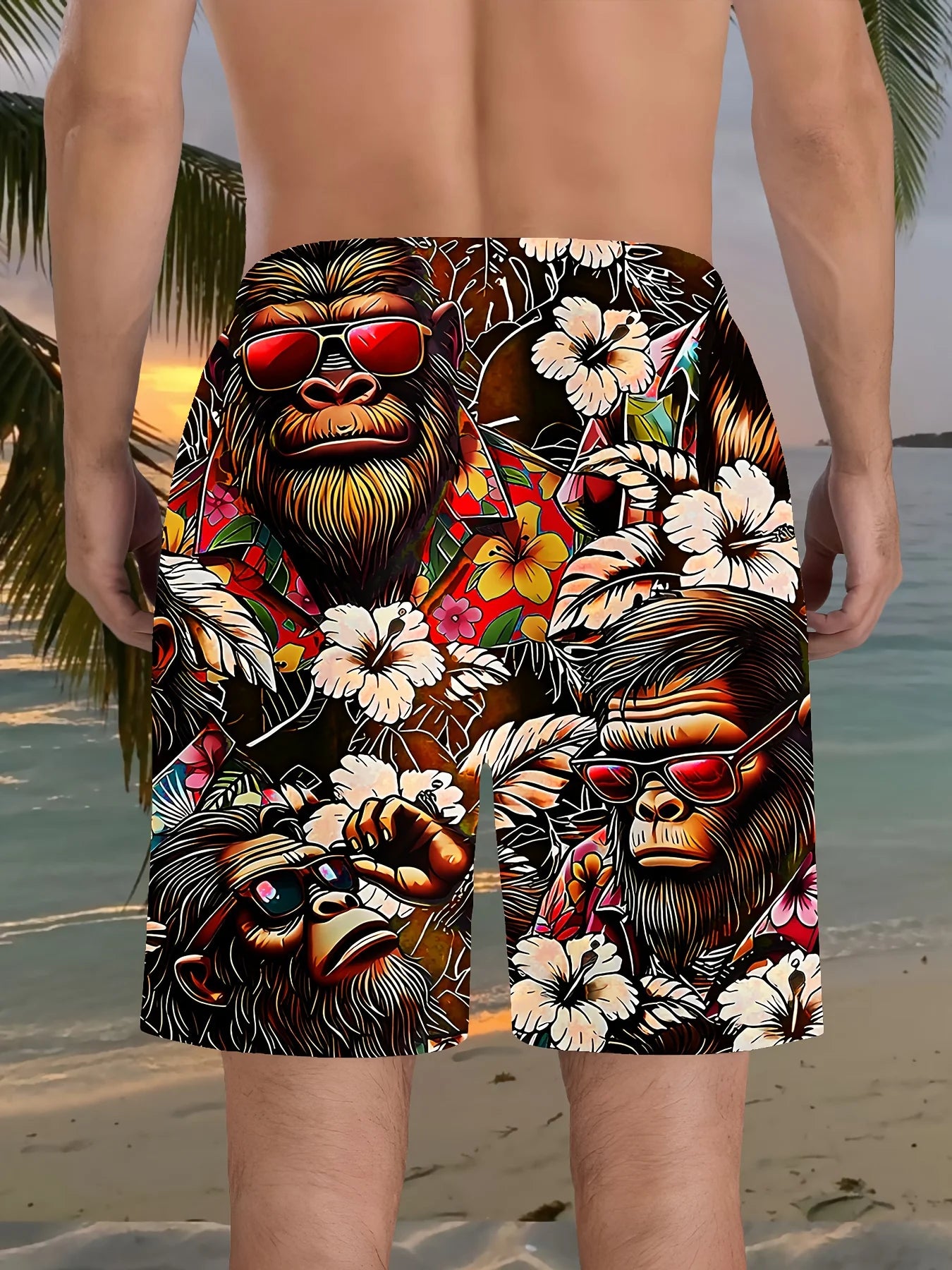 3D-Gorilla-Druckdesign Mode Sexy Wasserdicht Schnelltrocknend Sport Herren Kinder Surfen Urlaub Freizeit Eltern-Kind Strandshorts