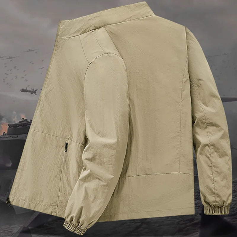 Herren Stehkragenjacke Frühling Atmungsaktiv Leicht Anti-Falten Windjacke Outdoor Sport Freizeit Schnelltrocknende Arbeitsjacken
