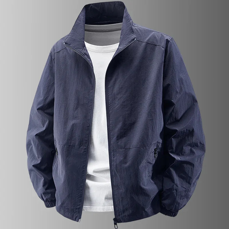 Herren Stehkragenjacke Frühling Atmungsaktiv Leicht Anti-Falten Windjacke Outdoor Sport Freizeit Schnelltrocknende Arbeitsjacken