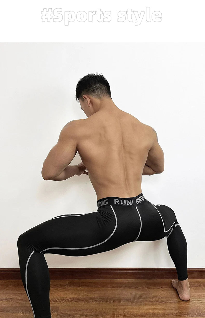 Herren Eng Anliegende Kompressionshose Schnell Trocknende Sportbekleidung Lauftights Herren Leggings Fitness Training Sexy Sport Gym Leggings