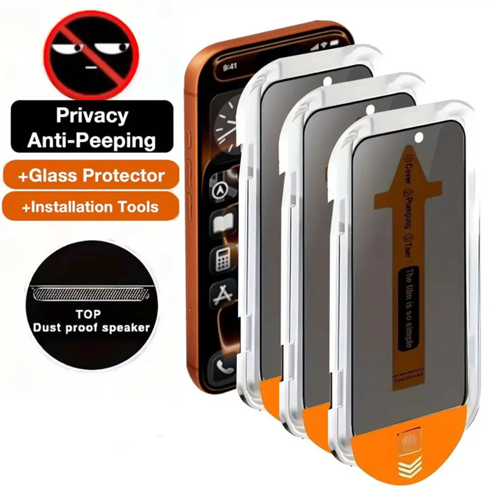 Blickschutzfolien mit fettabweisender Beschichtung für iPhone 17 Pro Air 16 15 11 13 12 14 Pro Max Plus Anti-Spionage-Panzerglasfolie