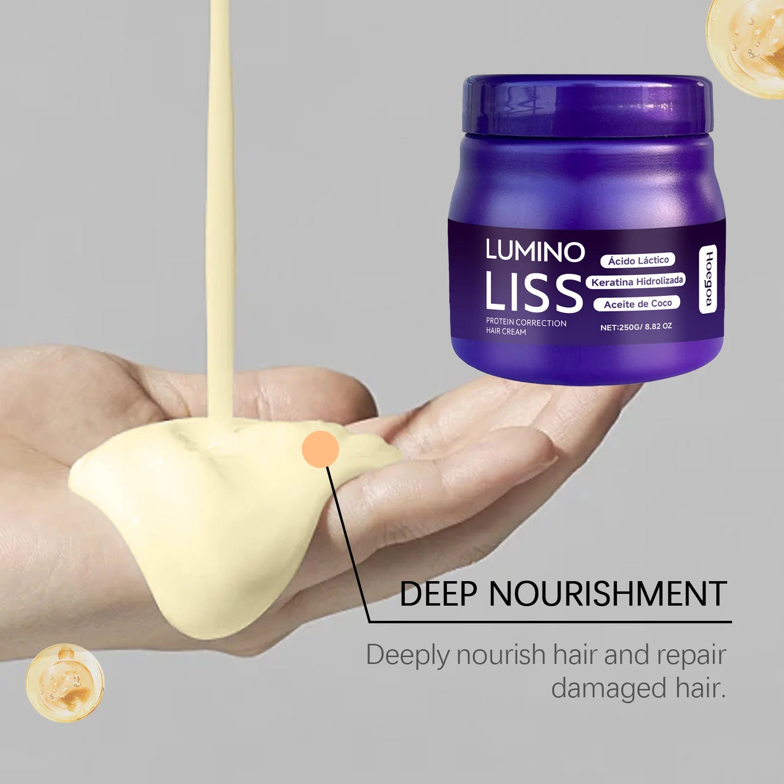 250g Keratin-Glättende Haarmaske Haare wiederherstellen, weicher machen, Glanz verleihen, Glätteisen Tiefenreparatur-Conditioner für trockenes, geschädigtes, krauses Haar