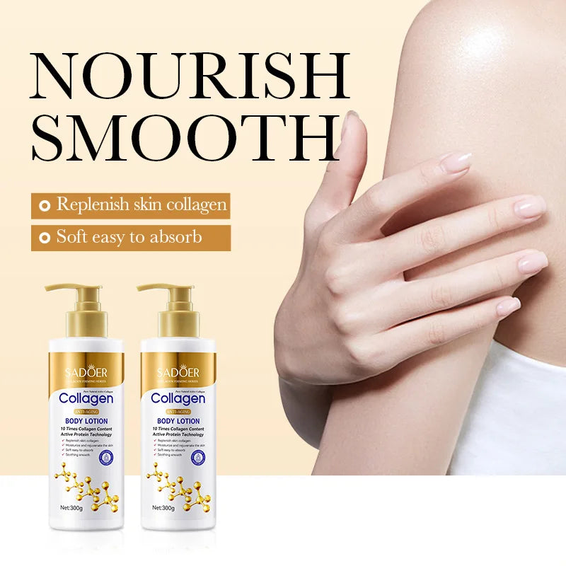 Kollagen Körperlotion zur Straffung & Hydratation – Intensive Feuchtigkeitspflege Anti-Aging-Haut für trockene, schlaffe Haut, Pflege 300g/Stück