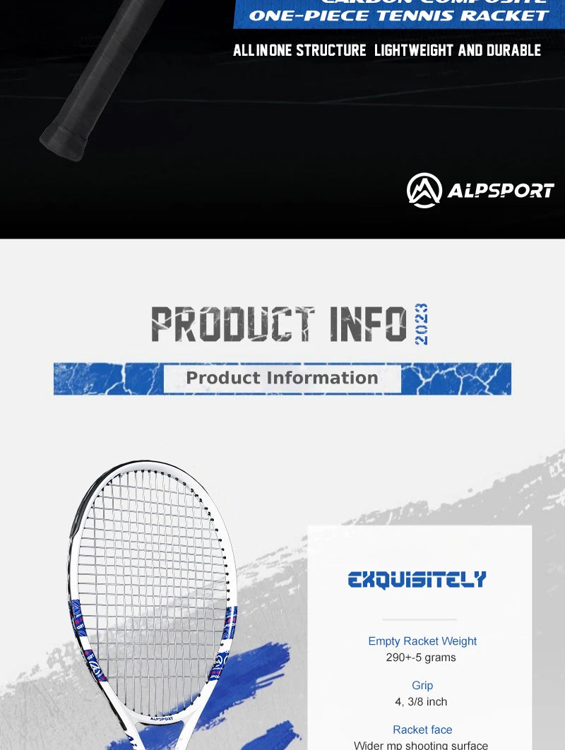 ALPSPORT Carbonfaser Tennisschläger T800 18K – Profi-Qualität mit Tasche & Band, leichter Trainingsschläger für Erwachsene, Herren & Damen