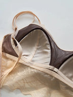 SuyaDream, Damen Spitzen-BH-Set, Futter aus echter Seide, dünne geformte Cups, ohne Bügel, transparente Unterwäsche aus Mesh, gemütliche Dessous 2025