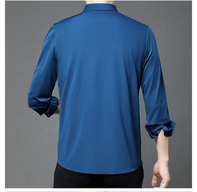 Premium Herren Ultra-Stretch Hemd – Hochwertiges seidiges Business Hemd mit langen Ärmeln für den Business- und Freizeitbereich