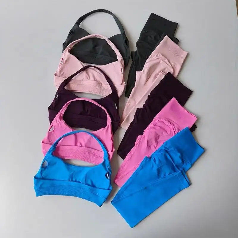 Nahtloses Yoga-Set für Damen, Beauty-Rücken-Sport-BH, Unterwäsche, Pfirsich-Po-Fitness, hohe Taille, Leggings, Gymnastik-Yoga-Set, Pilates-Set