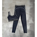 Women Striped Sexy Yoga Set, High-elasticity Quick-drying Sports Vest with Trousers, Fitness Gym Workout Outfit for Daily Sports