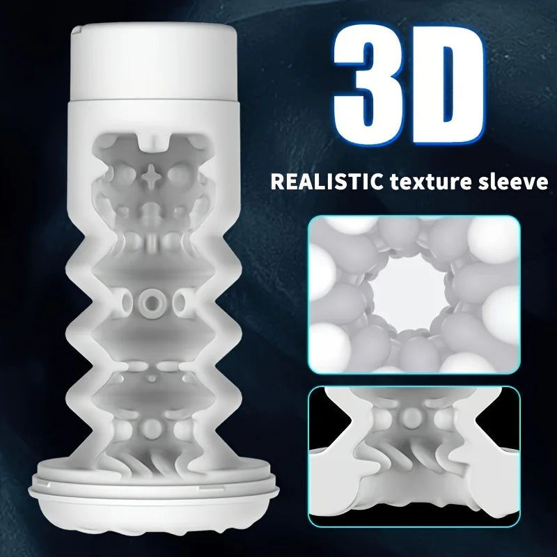 7 stoßende & vibrierende Stimulationsmodi, männlicher Masturbator Cup, realistischer 3D-Ärmel für männliche Masturbation, Penistraining, 18+