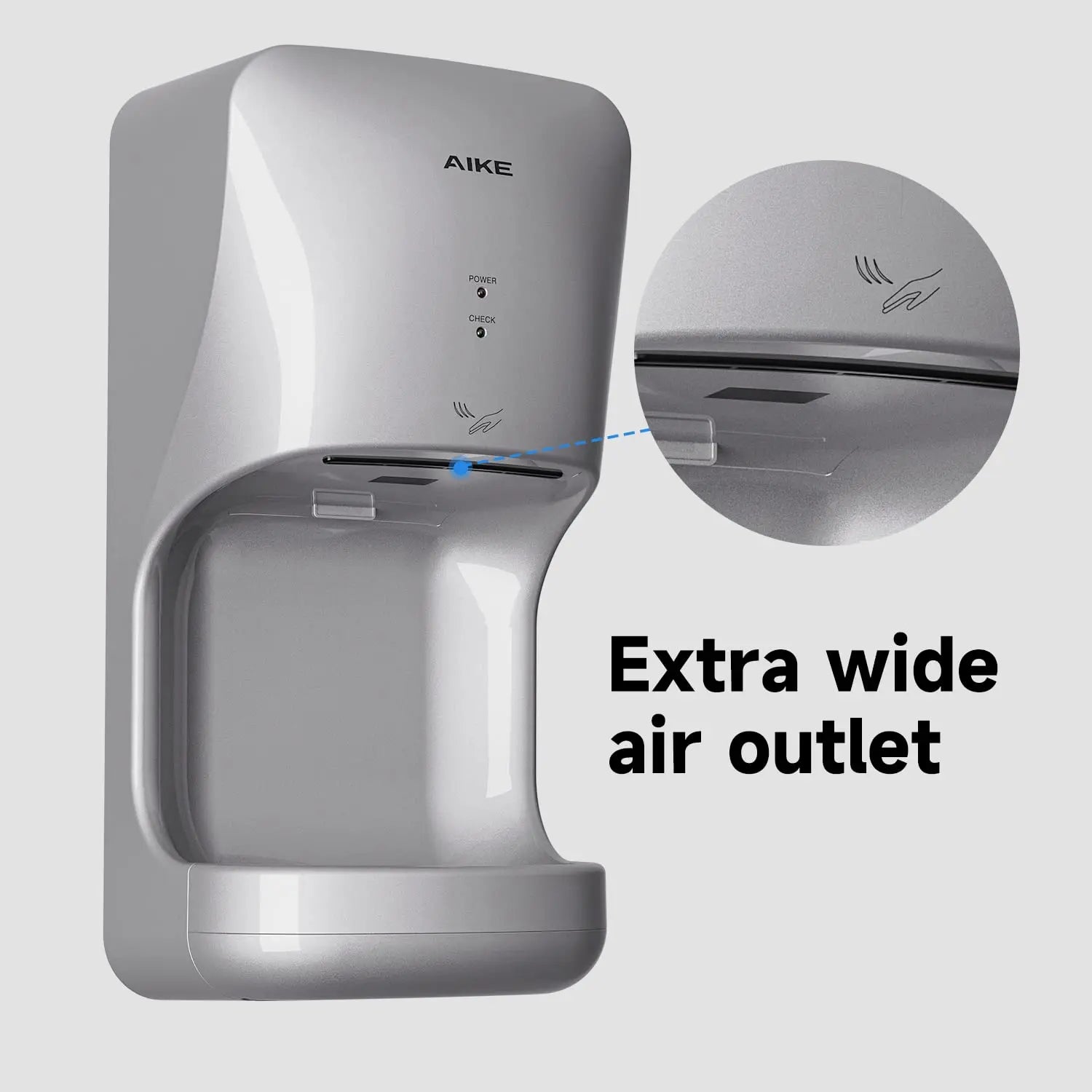 AIKE Automatischer Händetrockner mit Tropfschale, Wandmontage, Hochgeschwindigkeits-Trockner, 10-15s Schnelle Trocknung, Modell AK2632, 1400-1650W