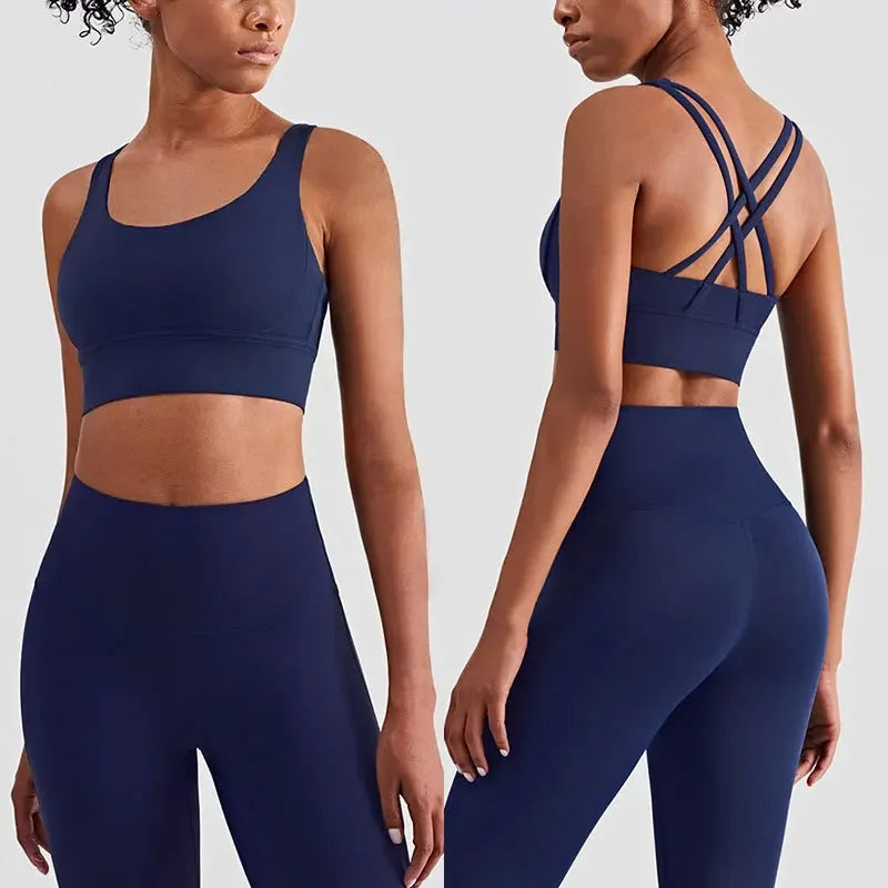 2-teiliger Yoga-Anzug für Damen Trainingsanzug Sportkleidung Pilates Fitness-Anzug Gym Workout Push-up Kleidung Sport-BH Leggings-Anzug
