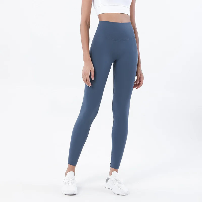 SOISOU Nylon Yogahosen Gym Leggings Damen Mädchen Fitness Weiche Strumpfhosen Hohe Taille Elastisch Atmungsaktiv Keine T-Linie Sporthosen