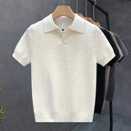 2026 Herren Sommer Poloshirt Koreanischer Stil Slim Fit Knitterarm Kragen Unifarben T-Shirts Freizeit Dünne Ärmel Trendige Strickoberteile