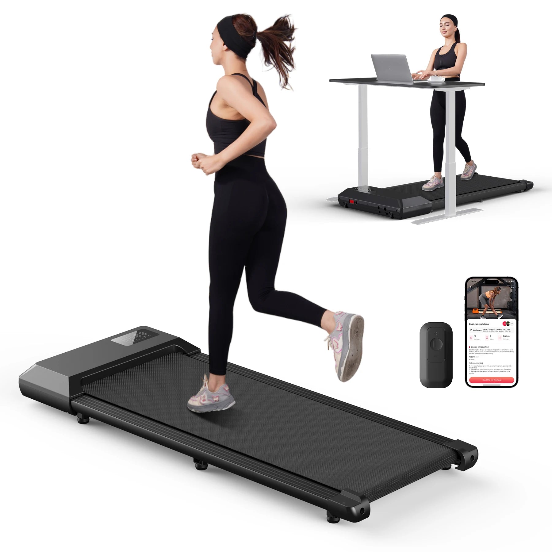 300lbs Laufband für Zuhause 2.5HP Laufbänder Walking Pad LCD Digitalanzeige 2in1 Walking Running Fitnessgerät