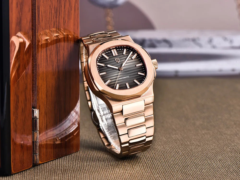 PAGANI DESIGN Neue sportlich-elegante mechanische Uhr Saphir Seagull ST16 Uhrwerk Herrenuhr Edelstahl Leuchtende Herrenuhren