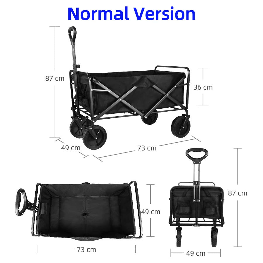 Bollerwagen mit großer Tragfähigkeit, faltbarer Bollerwagen für Garten und Strand, Campingausrüstung mit Getränkehaltern