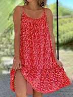 2026 Sommer Neuer grenzüberschreitender Amazon europäischer und amerikanischer Freizeitstil Bedrucktes ärmelloses Kleid mit weitem Saum