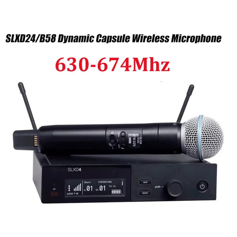 SLXD Mikrofon 500/600/800MHz Drahtloses Mikrofonsystem 4-Pin Headset KSM8/Beta58 Professionelles Audio-Equipment für Bühne Karaoke
